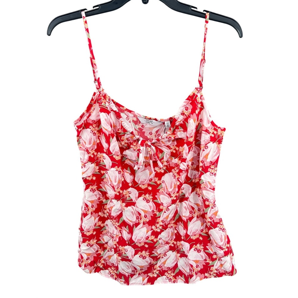 & Other Stories Floral Cami Top‎ Womens 10 Red Paris Atelier Tie Front NWT